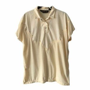 Vintage Yellow Unique Western Short Sleeve Top XL